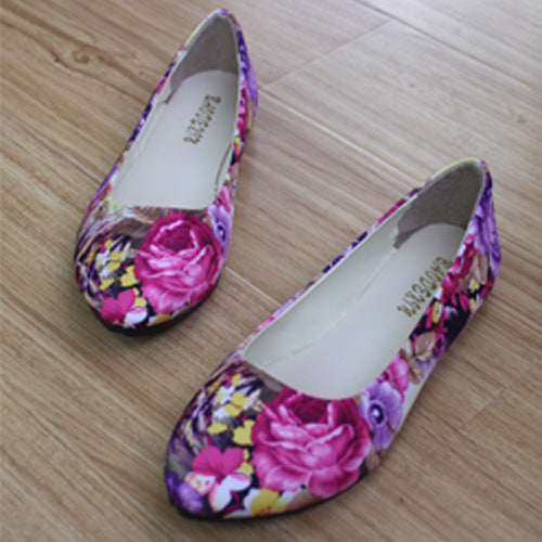 Women's spring and autumn floral shoes