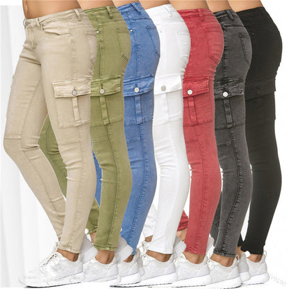 Women'S Trousers With Three Dimensional Side Pockets And Skinny Pants