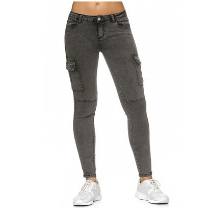 Women'S Trousers With Three Dimensional Side Pockets And Skinny Pants