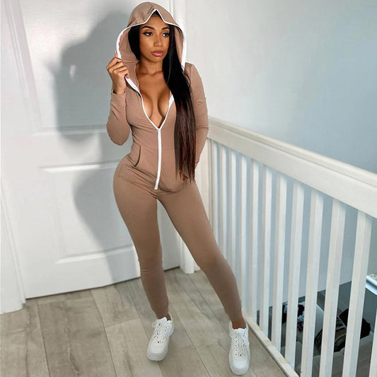 Casual Women's Hooded Fashion Casual Jumpsuit