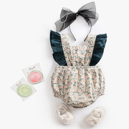 Baby Clothes With Floral Print And Color Matching Pure Cotton