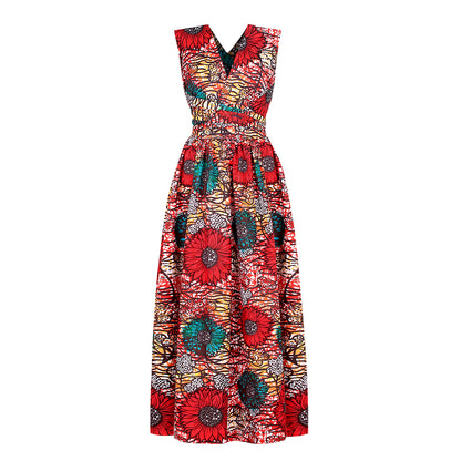 African Style Floral Digital Printing Women'S Multi-Wear Sexy Split Diy Dress Middle Eastern Fashion Hot Style