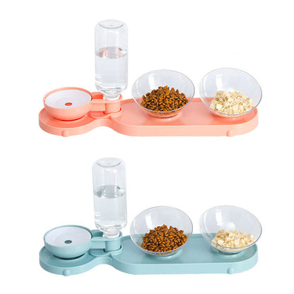 Double Bowl Automatic Pet Bowl Feeder Cat Waterer