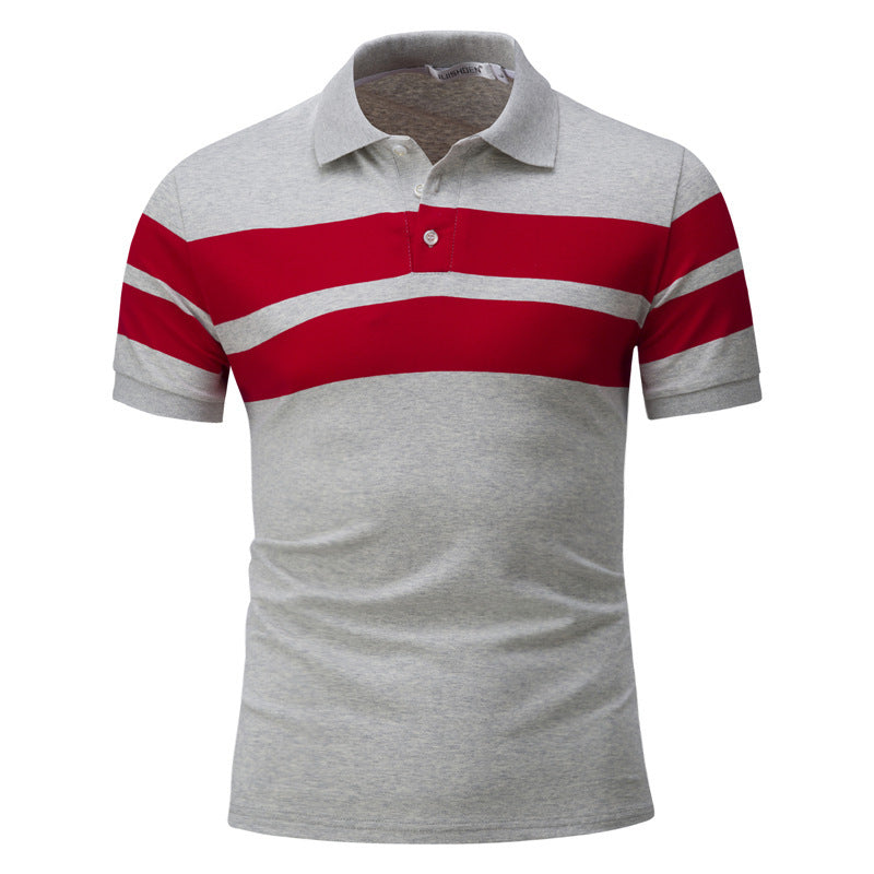 Men's Color Matching Short Sleeved POLO Shirt Casual T Shirt