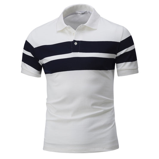 Men's Color Matching Short Sleeved POLO Shirt Casual T Shirt