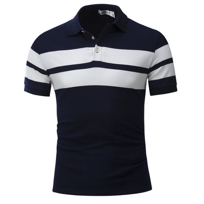 Men's Color Matching Short Sleeved POLO Shirt Casual T Shirt