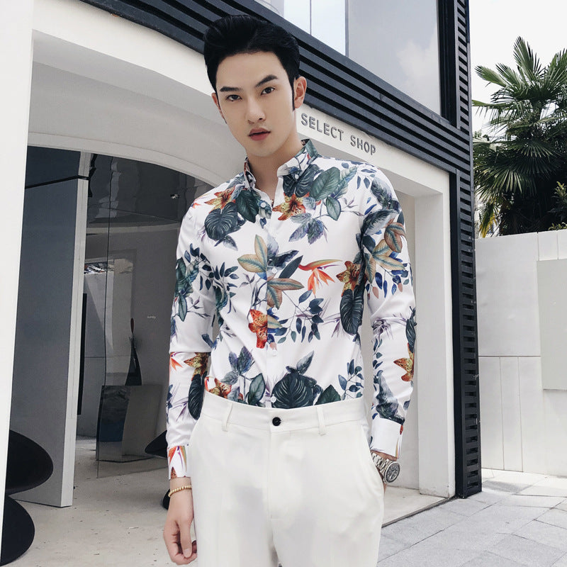 Men's Autumn Digital Pattern Yuppie Trendy Long-sleeved Shirt