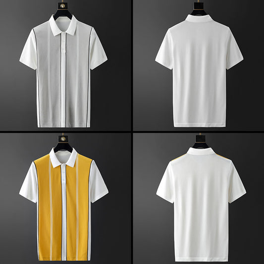 The New Ice Silk Shirt Men's Shirt Lapel Color Matching