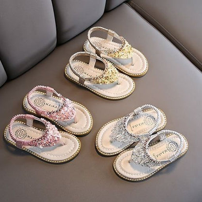 Children'S Fashion Sandals 2021 Summer Girls Rhinestone Princess Shoes Girls Beach Shoes Flip Flat Shoes Middle And Children