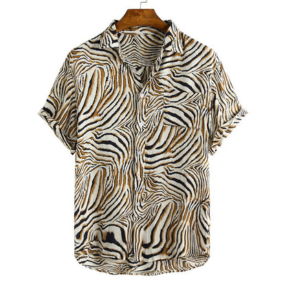 Men's Leopard Print Cardigan Short Sleeve