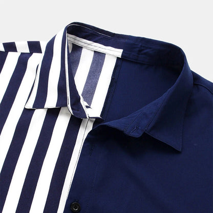 Two-tone Striped Print Casual Men's Shirt