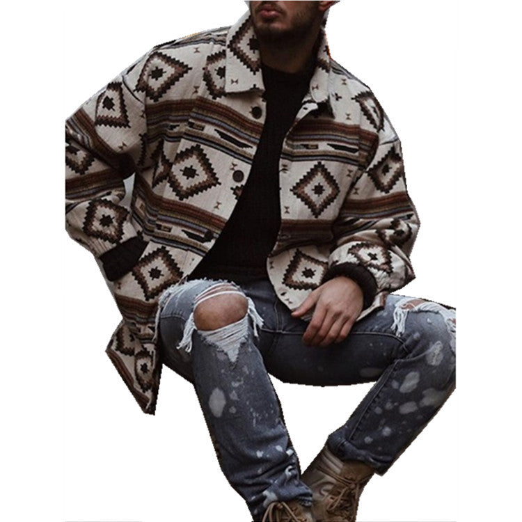 Youth Lapel Fashion Printed Jacket Jacket Men