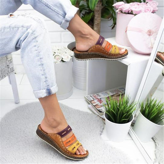 Summer New Thick-soled Slope Heel Sandals And Slippers