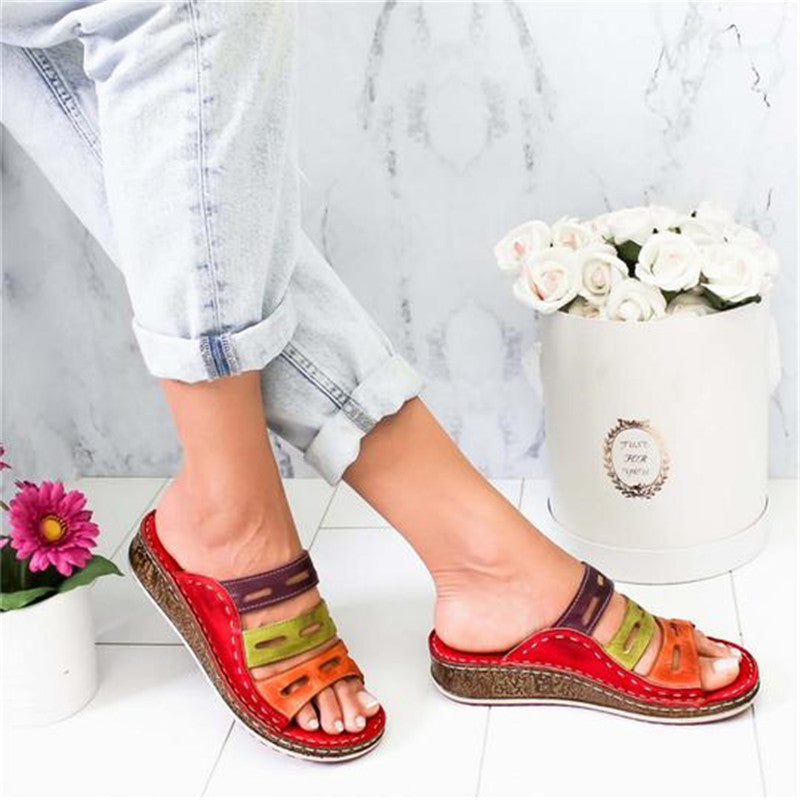 Summer New Thick-soled Slope Heel Sandals And Slippers