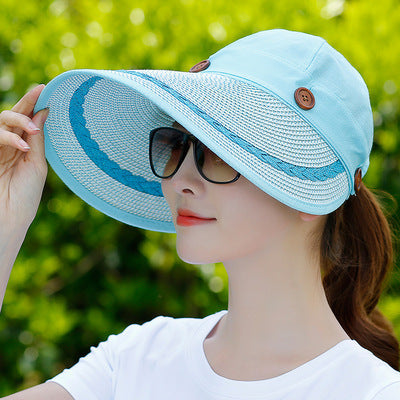 Summer Riding Windbreak Hat Sun Hat Fashion Detachable Hollow Hat Korean Big Brim Sun Hat