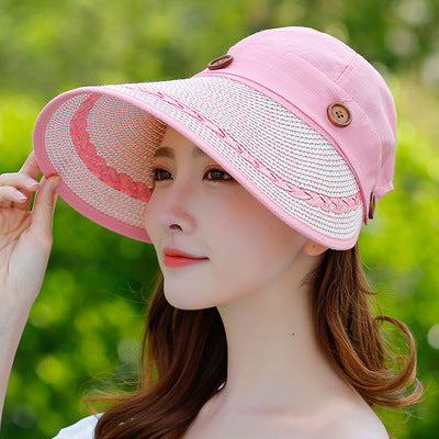 Summer Riding Windbreak Hat Sun Hat Fashion Detachable Hollow Hat Korean Big Brim Sun Hat