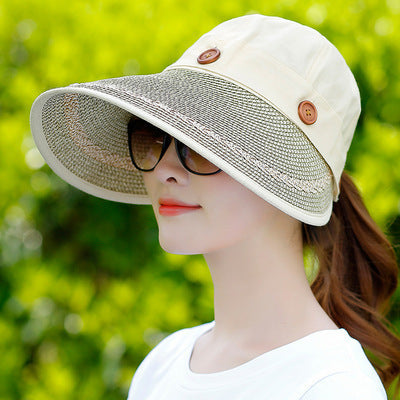 Summer Riding Windbreak Hat Sun Hat Fashion Detachable Hollow Hat Korean Big Brim Sun Hat