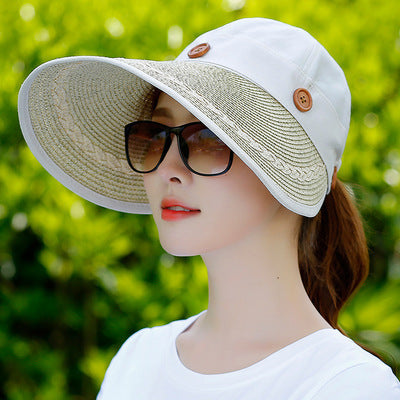 Summer Riding Windbreak Hat Sun Hat Fashion Detachable Hollow Hat Korean Big Brim Sun Hat