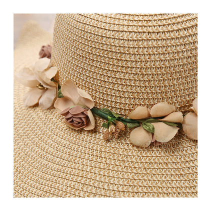 Ladies Hat  Big Wave Flower Sun Hat  Beach Outdoor Sun Hat  Sunscreen Straw Hat