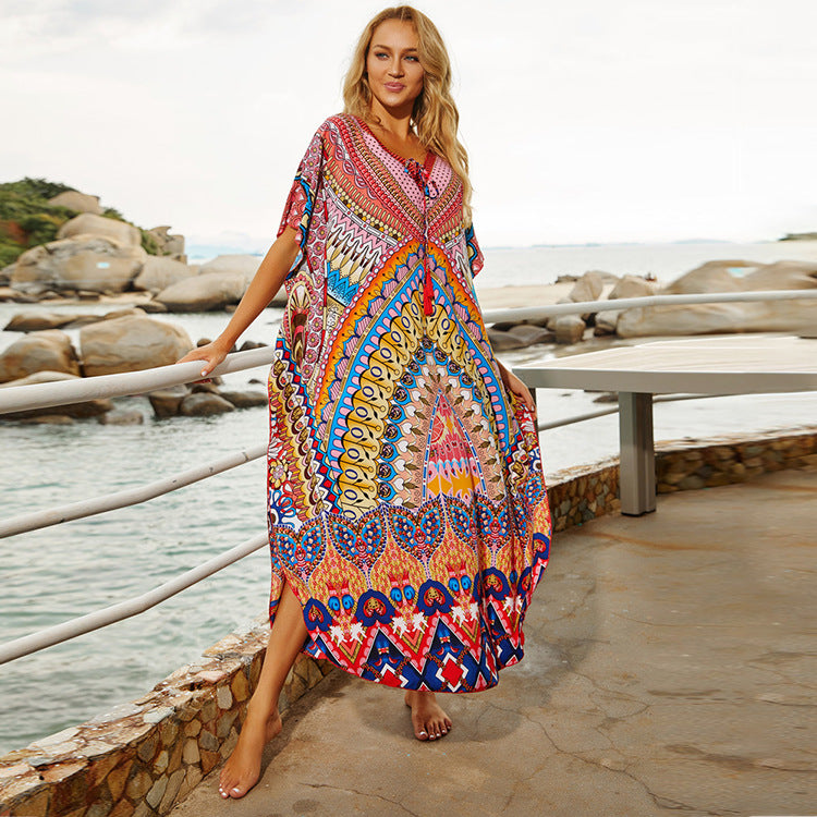 Print Robe Beach Bikini Blouse Dress