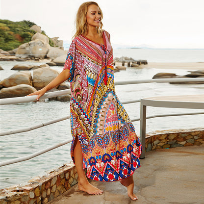 Print Robe Beach Bikini Blouse Dress