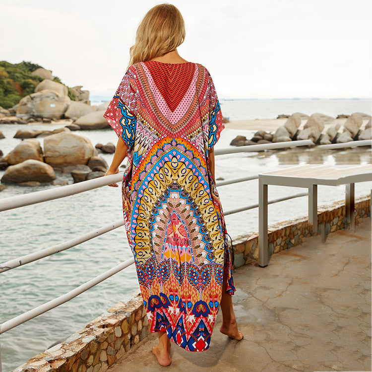 Print Robe Beach Bikini Blouse Dress