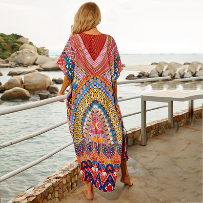 Print Robe Beach Bikini Blouse Dress