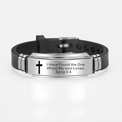 Mens Fashionable Leather Bracelet, Christian Bible Verses, Faith In Inspirational Jesus Poems, Personalized Gifts