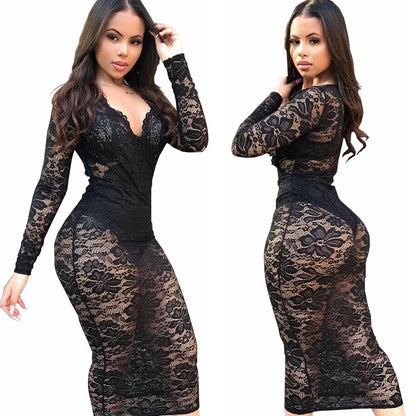 Lace Sexy Dress Dress V-neck Dress