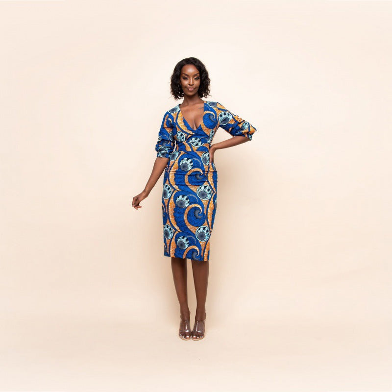 Skinny Hip-Wrapped African Ethnic Dress