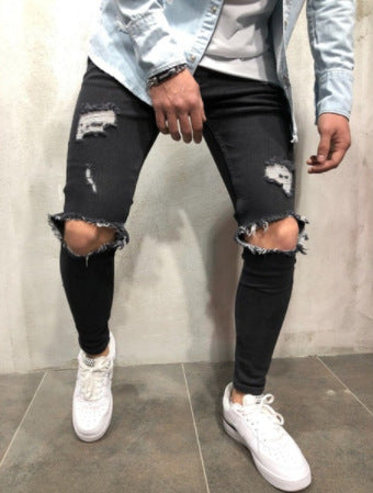 Men's jeans new hole pants trousers