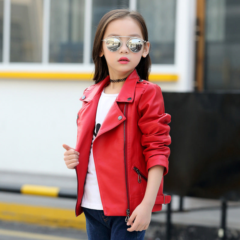 Girls And Boys Korean Children's Leather Jackets