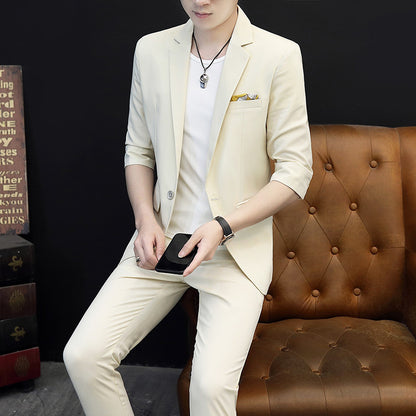 Casual Three-quarter Sleeve Small Suit Men's Jacket Thin Short-sleeved Suit