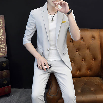 Casual Three-quarter Sleeve Small Suit Men's Jacket Thin Short-sleeved Suit