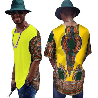 African Men's T-shirt Cotton T-shirt Daxiji Stitching