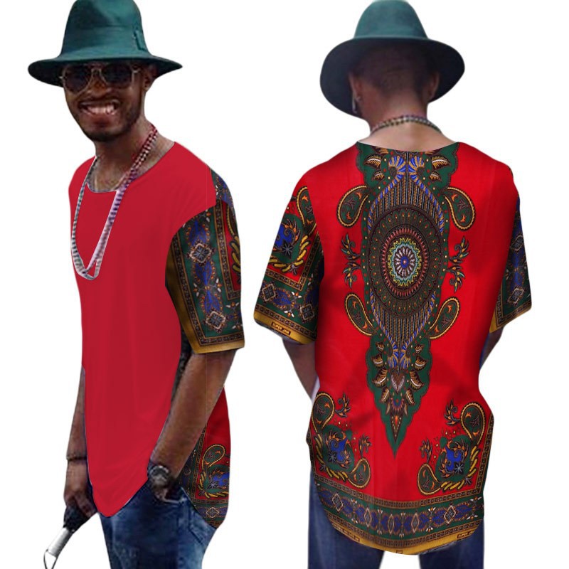 African Men's T-shirt Cotton T-shirt Daxiji Stitching