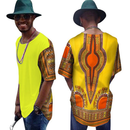 African Men's T-shirt Cotton T-shirt Daxiji Stitching