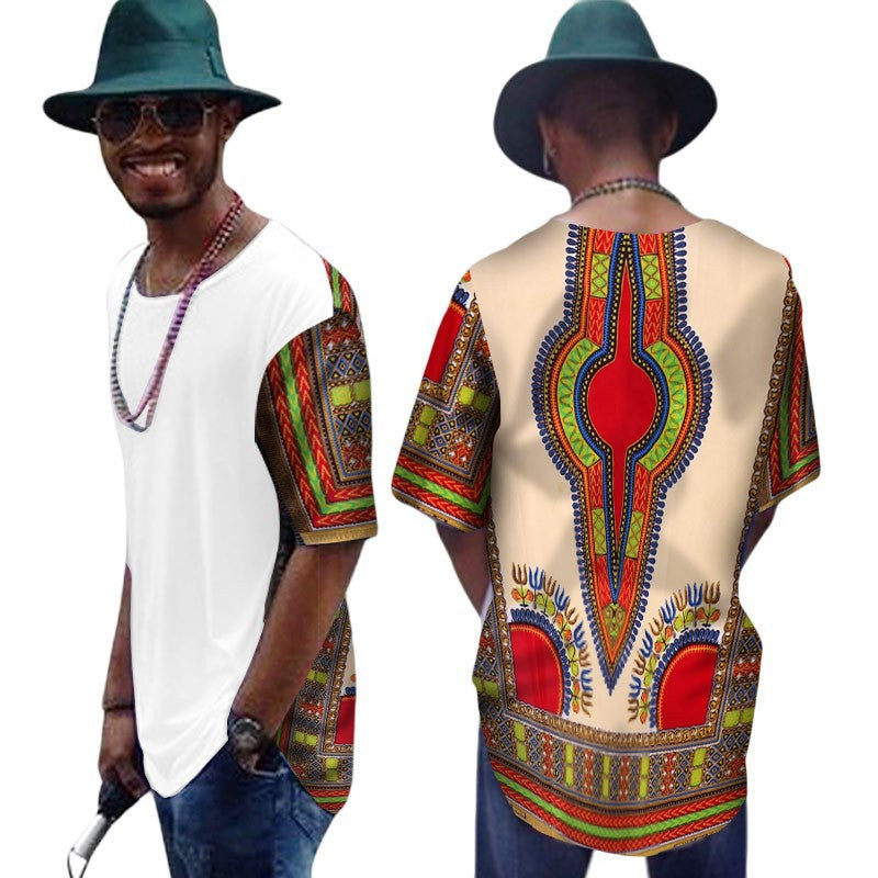 African Men's T-shirt Cotton T-shirt Daxiji Stitching