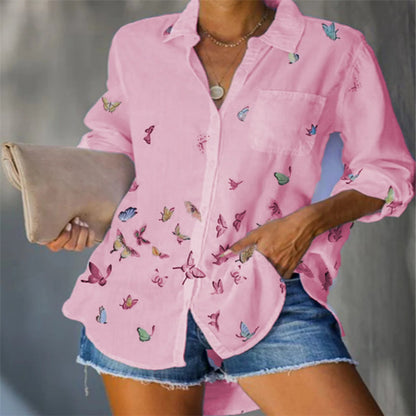 Printed Single-breasted Casual Long-sleeved Shirt