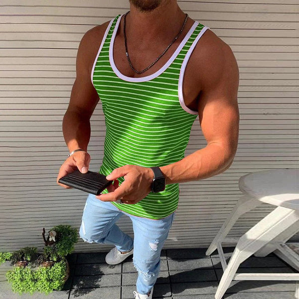 Vest Casual Men's Underwear Vest Striped Fitness