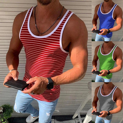 Vest Casual Men's Underwear Vest Striped Fitness