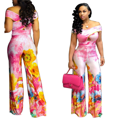 Printed jumpsuit flared pants