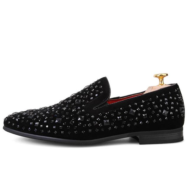 BLACK SPIKES RHINESTONES SHOES