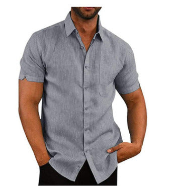 Solid color button linen shirt