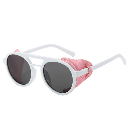 Retro round frame double beam sunglasses