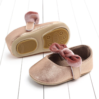 Spring bowknot rubber sole baby toddler shoes