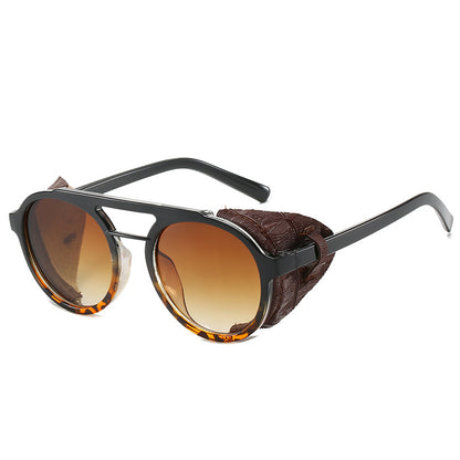 Retro round frame double beam sunglasses