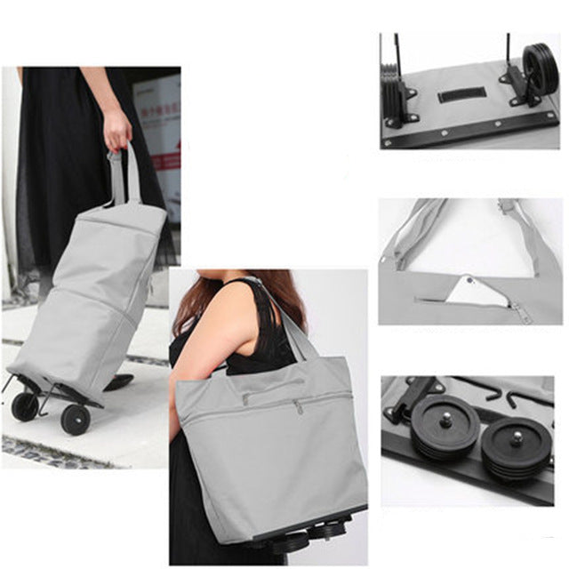 Hand bag shopping cart, folding towing bag retractable