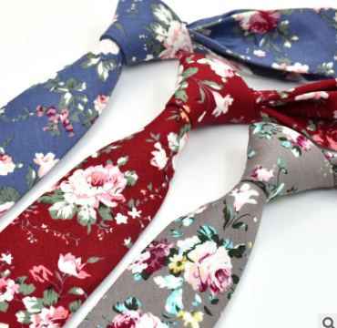 Men Floral Pattern Casual Fashion Cotton Tie 6cm