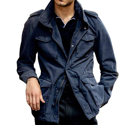 Casual lapel single-breasted blue jacket jacket men